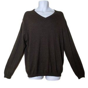 Original Weatherproof Vintage Men's Sweater Brown V Neck Cotton Cashmere Lg